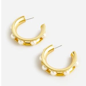 JCREW PEARL STUDDED HOOP EARRINGS NWT